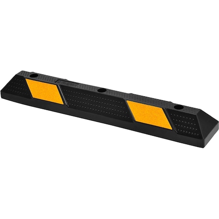 Rubber Parking Stop/Curb Block, 36L, Black W/ Yellow Stripes